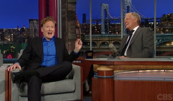 Watch Conan O’Brien sit down for Late Show with David Letterman