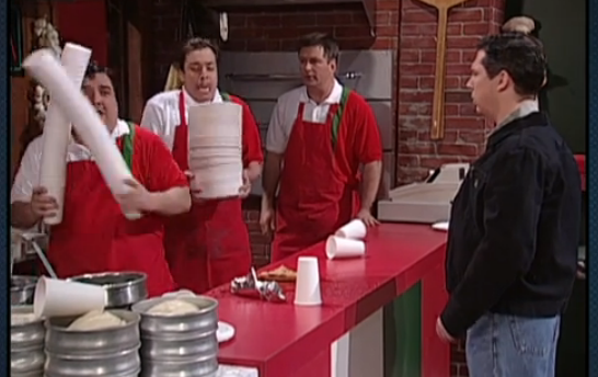 An unaired SNL sketch with Alec Baldwin, Cup Boy (Horatio Sanz) and Plate Boy (Jimmy Fallon)