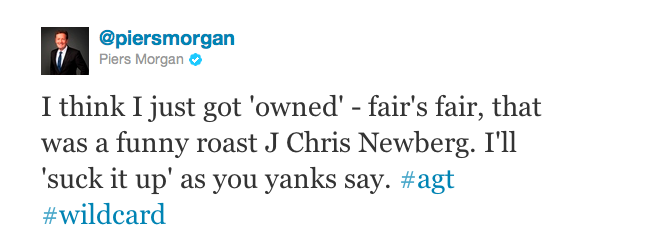 J. Chris Newberg owns Piers Morgan in surprise live televised roast on America’s Got Talent 2011