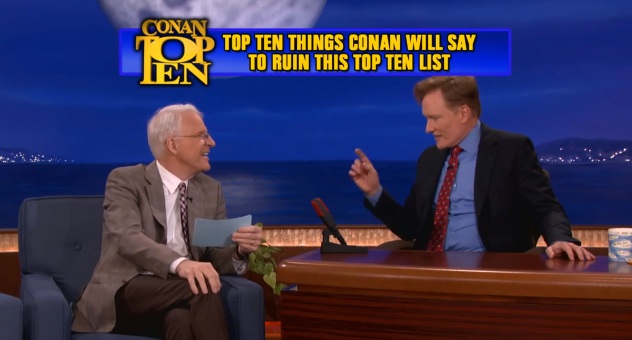 Steve Martin presents “Conan’s Top 10” List in oddly sincere tribute to Letterman