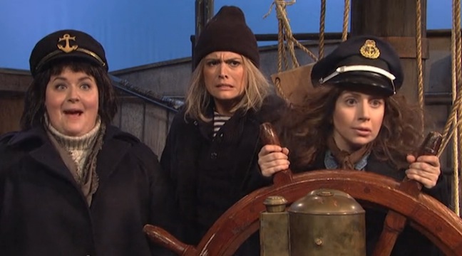 From SNL’s dress rehearsal: Lady Gaga in “Female Sea Captains”