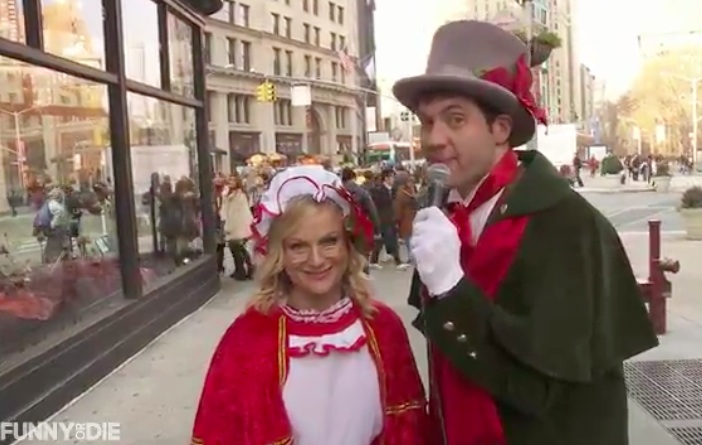 Amy Poehler joins Billy Eichner to chase down Christmas carolers for Billy On The Street