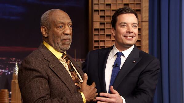 Jimmy Fallon piggybacks on Bill Cosby, literally and figuratively, with an impersonation of him