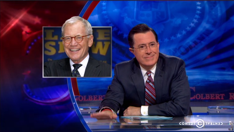 Craig Ferguson, Jon Stewart, Seth Meyers toast Stephen Colbert, while “Colbert” praises David Letterman on CBS late-night transition
