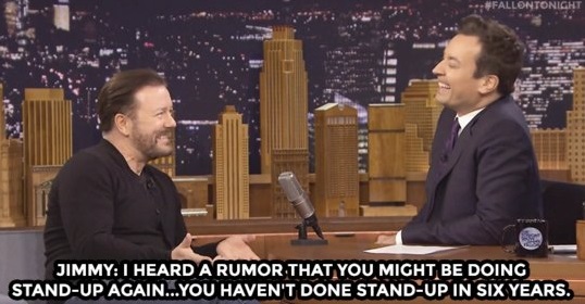 Ricky Gervais on returning to stand-up after six years “if you don’t count the Golden Globes”