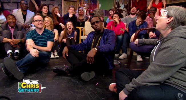 Sean Combs enters through the Diddy Door for The Chris Gethard Show on Fusion