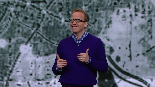 Chris Gethard performs a scene from “Career Suicide” on The Late Show with Stephen Colbert