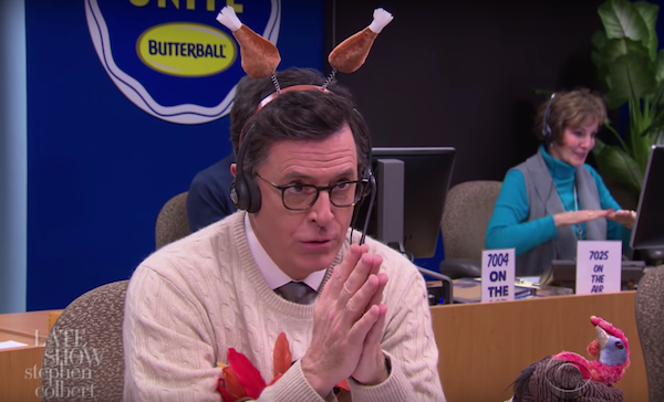 Stephen Colbert answers Butterball turkey hotline calls for Thanksgiving 2016