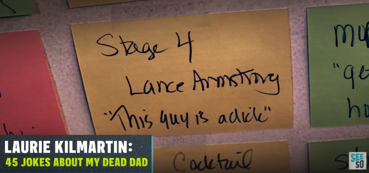 Review: Laurie Kilmartin, “45 Jokes About My Dead Dad,” on Seeso