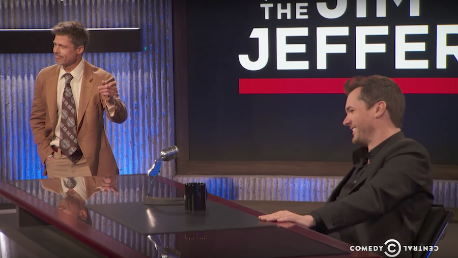 Brad Pitt delivers the global warming forecast for the debut of The Jim Jefferies Show