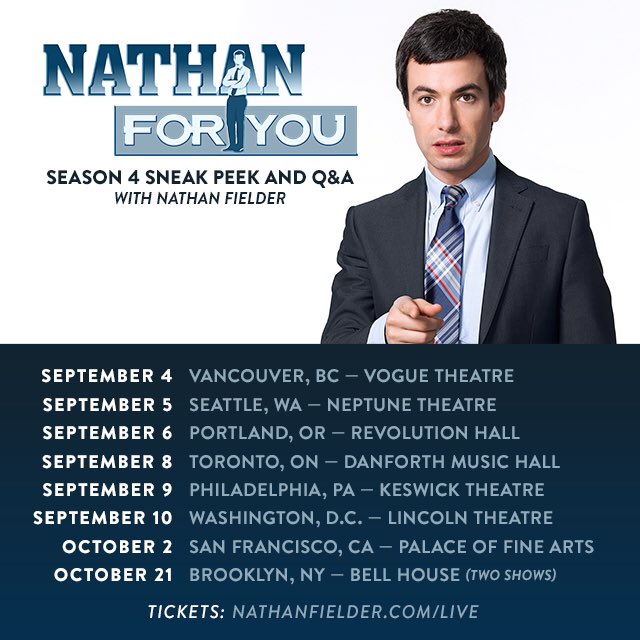 See Nathan Fielder live before the crazy fourth season of Nathan For You on Comedy Central