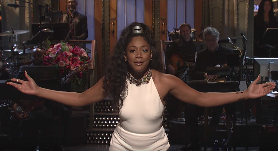 Tiffany Haddish performs stand-up for her Saturday Night Live monologue