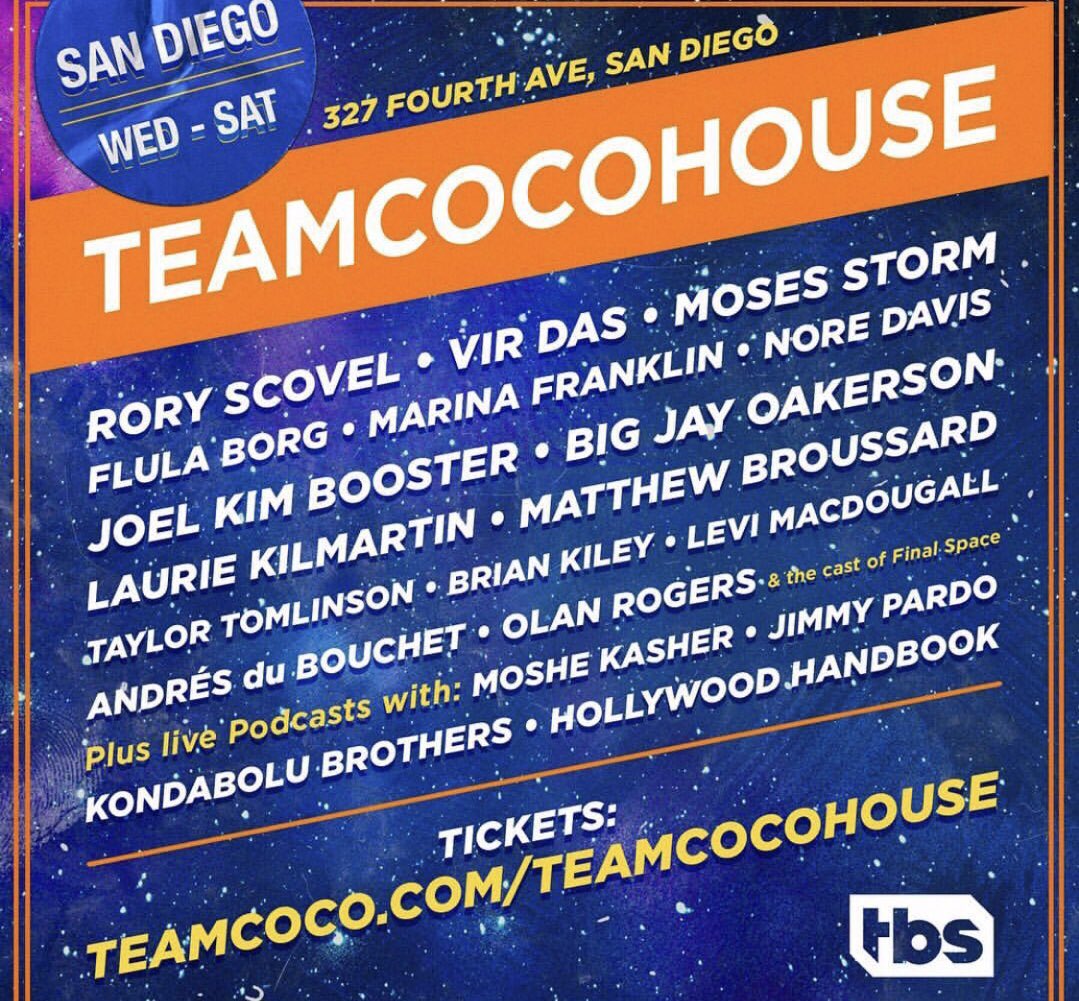 Team Coco running stand-up shows at 2018 Comic-Con via TEAMCOCOHOUSE