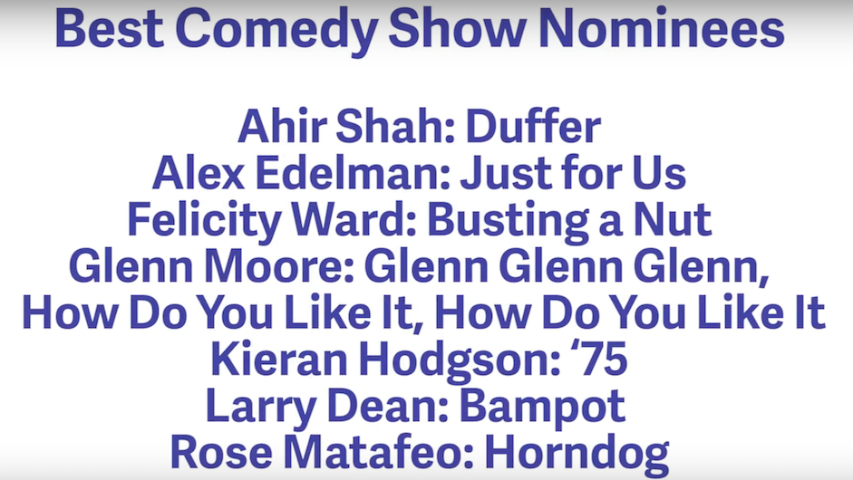 Here are your nominees for best comedy show and best newcomer to the 2018 Edinburgh Fringe