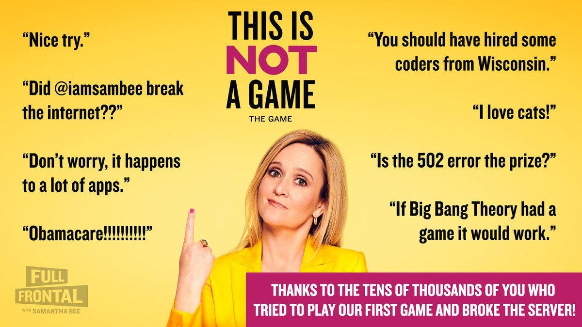Samantha Bee presents This Is Not A Game, the trivia phone game to encourage higher voter turnout