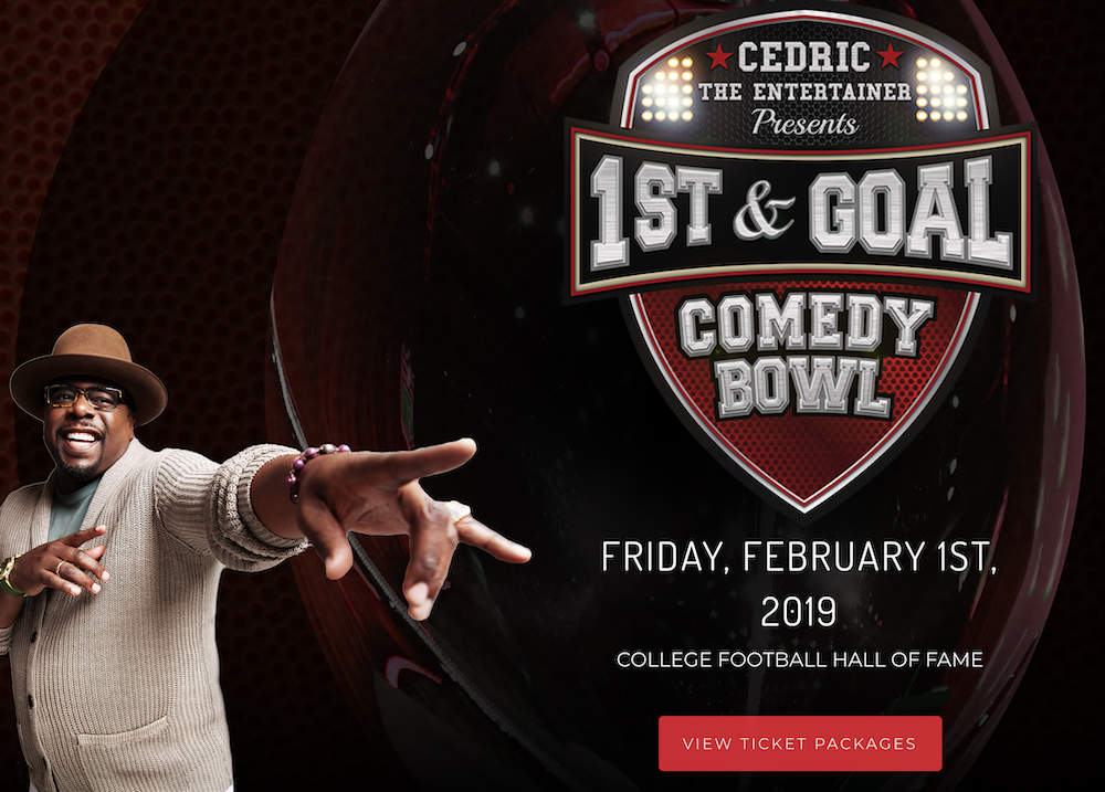 Cedric The Entertainer entertaining first First & Goal Comedy Bowl special