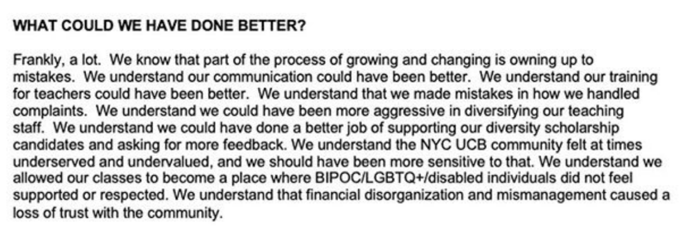 UCB4 Issues Update on How They’ll Try to Do Better By Students, Minority Performers
