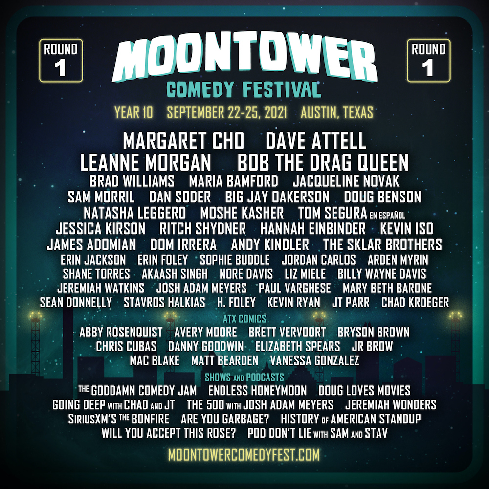 Moontower Comedy Festival Announces Lineup for September 2021 In-Person Shows in Austin